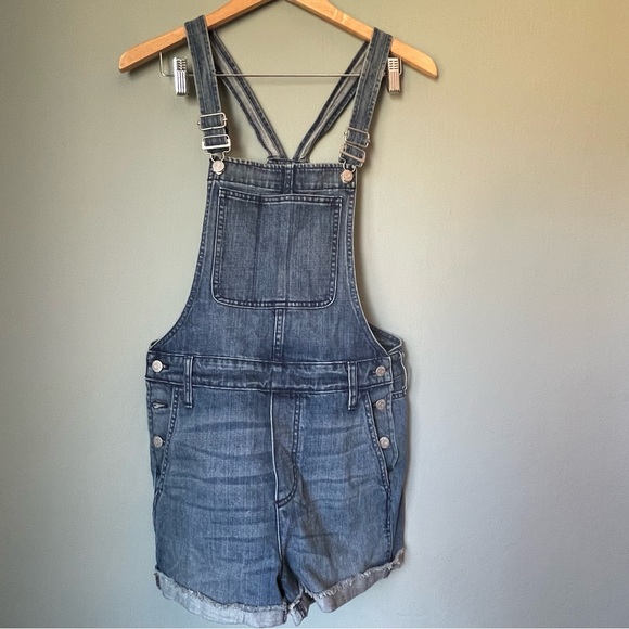 Madewell denim Overall bib short summer size S Raw Hem - Picture 1 of 8
